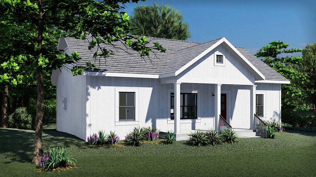 Country, Farmhouse, Ranch Plan with 1035 Sq. Ft., 3 Bedrooms, 2 Bathrooms Picture 3