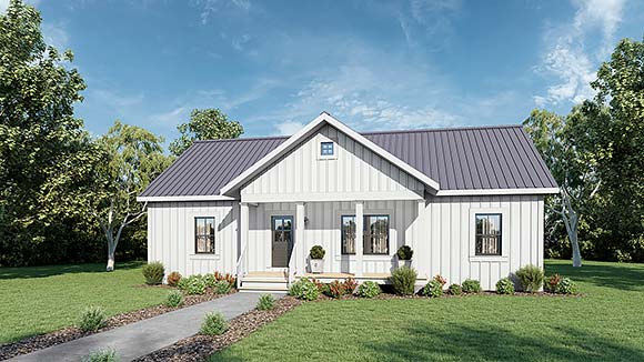Cottage, Country, Traditional House Plan 77413 with 3 Beds, 2 Baths Elevation