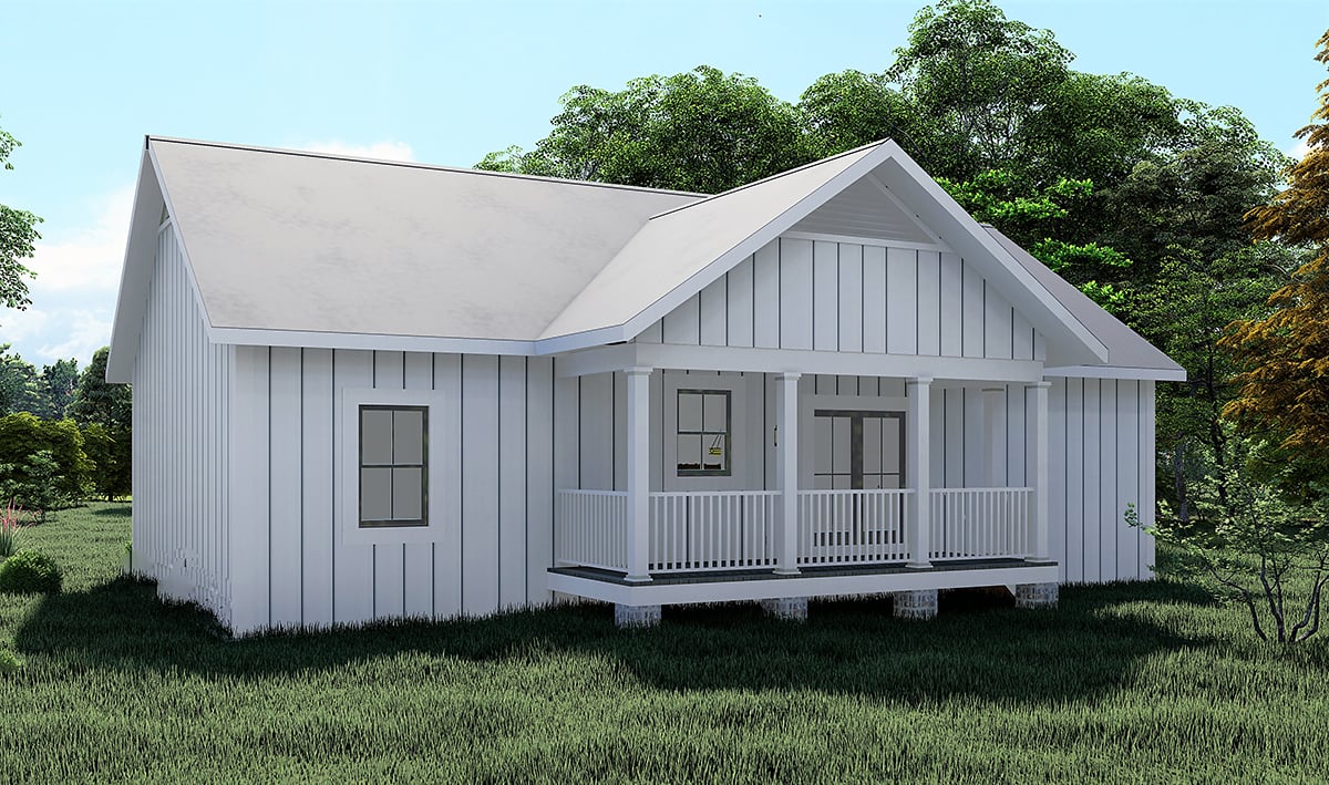 Cottage, Country House Plan 77415 with 3 Beds, 2 Baths Rear Elevation