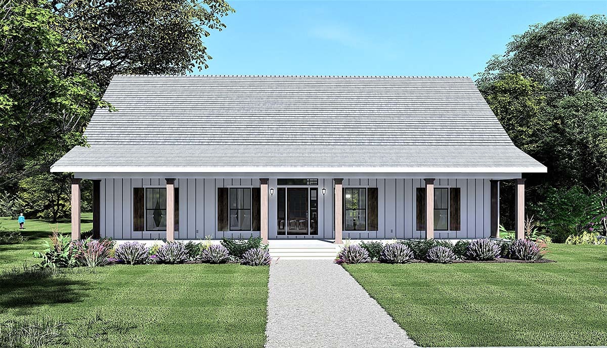 Country, Farmhouse, Southern House Plan 77416 with 4 Beds, 2 Baths Elevation