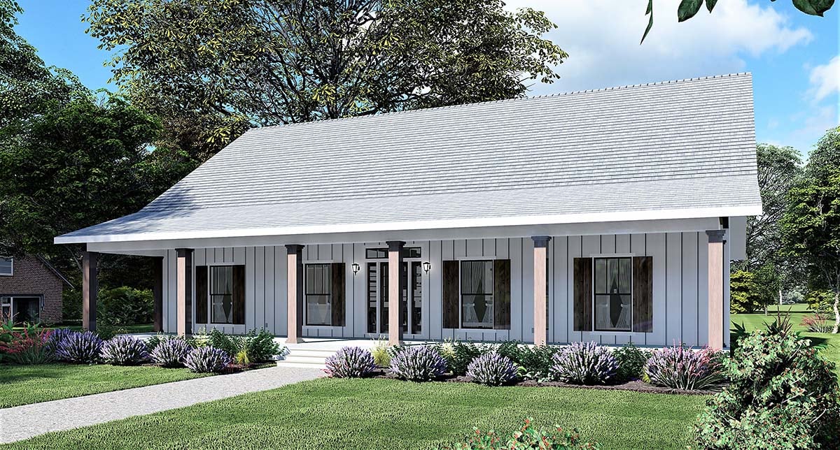 Country, Farmhouse, Southern Plan with 2096 Sq. Ft., 4 Bedrooms, 2 Bathrooms Picture 2