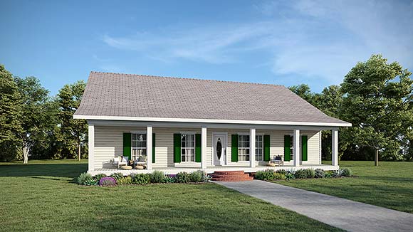 Country, Southern House Plan 77417 with 3 Beds, 2 Baths, 2 Car Garage Elevation