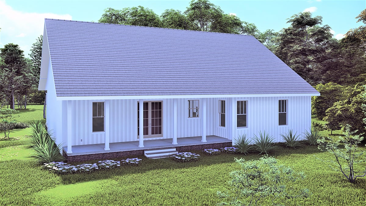 Cottage, Country, Traditional Plan with 2094 Sq. Ft., 3 Bedrooms, 2 Bathrooms Rear Elevation