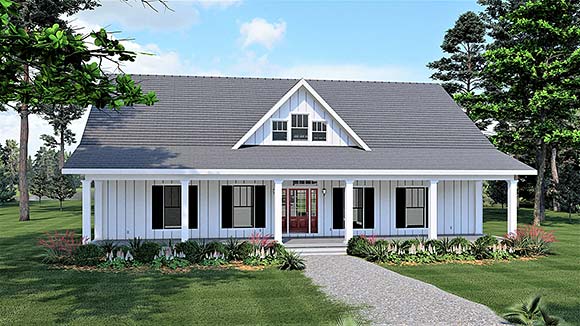 Country, Southern House Plan 77419 with 4 Beds, 3 Baths Elevation
