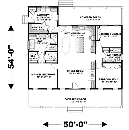 House Plan 77420 - Farmhouse Style with 1860 Sq Ft, 3 Bed, 2 Bath