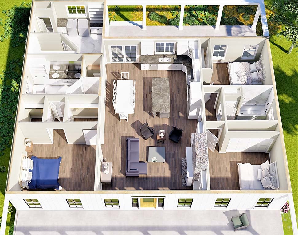 Country, Farmhouse Plan with 1860 Sq. Ft., 3 Bedrooms, 2 Bathrooms Picture 5