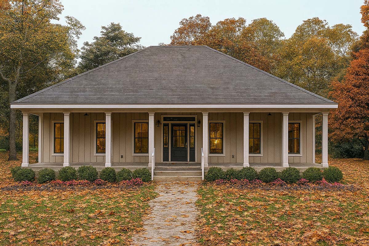 Country, Farmhouse Plan with 1860 Sq. Ft., 3 Bedrooms, 2 Bathrooms Elevation