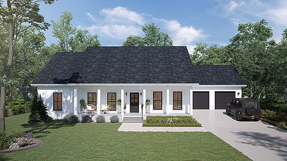 Country, Ranch House Plan 77423 with 3 Beds, 2 Baths, 2 Car Garage Elevation