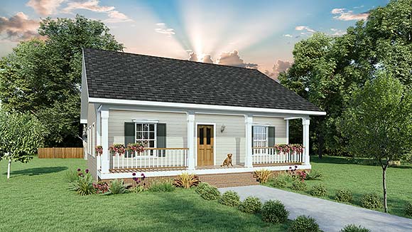 Cottage, Country, Southern House Plan 77425 with 2 Beds, 1 Baths Elevation