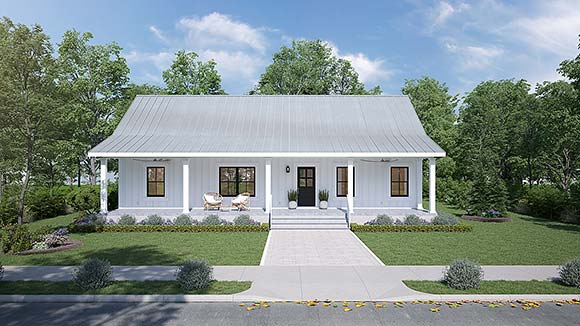 Country, Ranch, Southern House Plan 77428 with 3 Beds, 2 Baths Elevation