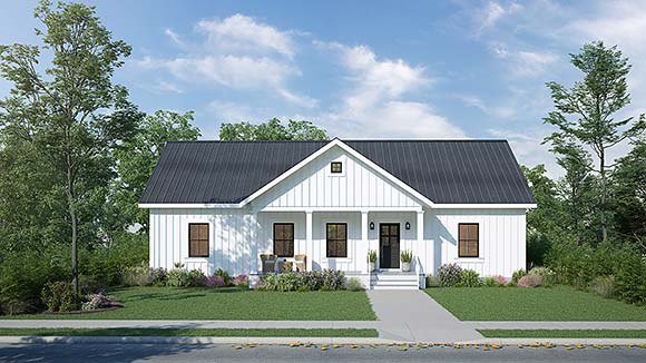 Cottage, Country, Ranch, Southern, Traditional House Plan 77429 with 3 Beds, 2 Baths Elevation