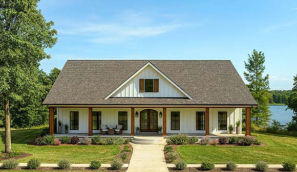 Country, Southern House Plan 77434 with 3 Beds, 3 Baths, 2 Car Garage Elevation