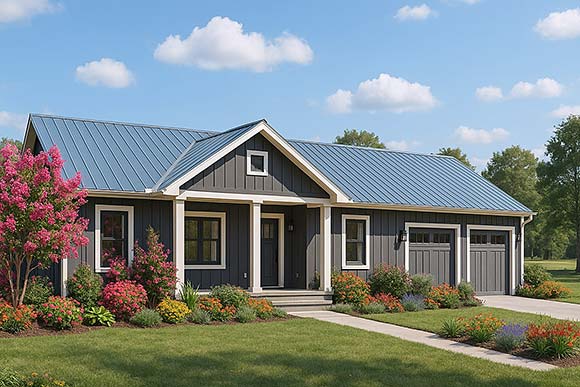 Cottage, Country, Ranch House Plan 77437 with 3 Beds, 2 Baths, 2 Car Garage Elevation