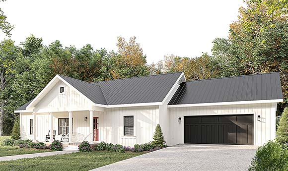 Cottage, Country, Ranch House Plan 77438 with 3 Beds, 2 Baths, 2 Car Garage Elevation