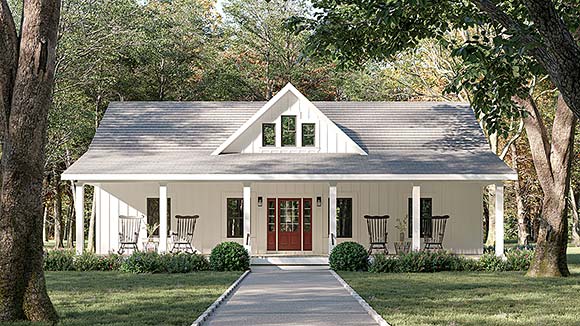 Country, Farmhouse, Ranch, Traditional House Plan 77439 with 3 Beds, 2 Baths Elevation