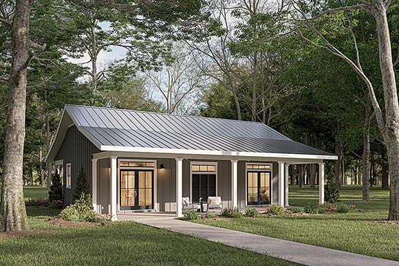 Cabin, Cottage, Country, Ranch House Plan 77453 with 2 Beds, 1 Baths Elevation