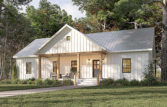 Country, Ranch House Plan 77454 with 3 Beds, 2 Baths Elevation
