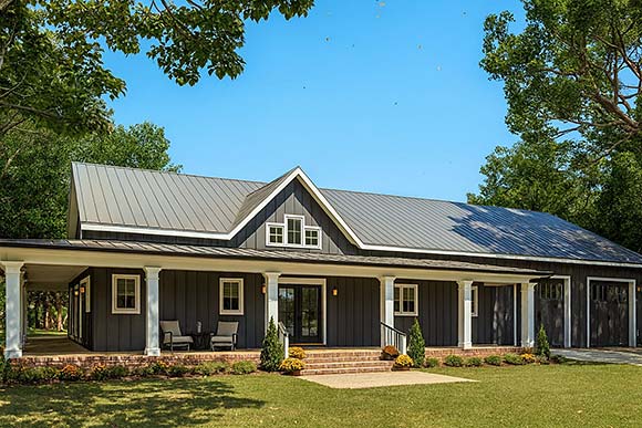 Country, Farmhouse, Ranch House Plan 77456 with 3 Beds, 3 Baths, 2 Car Garage Elevation