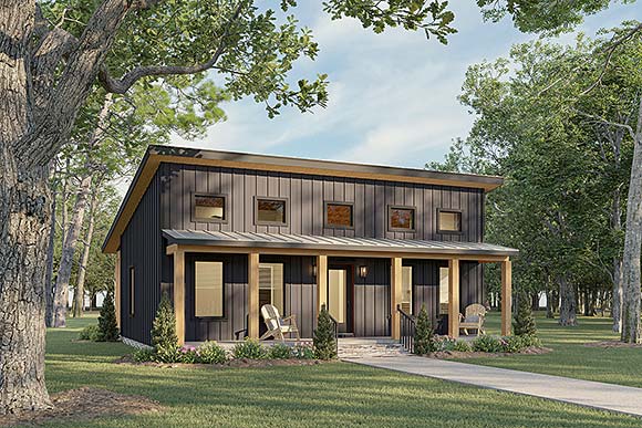 Contemporary, Cottage, Modern House Plan 77459 with 2 Beds, 1 Baths Elevation