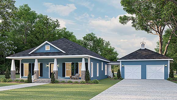 Country, Craftsman, Traditional House Plan 77462 with 3 Beds, 2 Baths, 2 Car Garage Elevation
