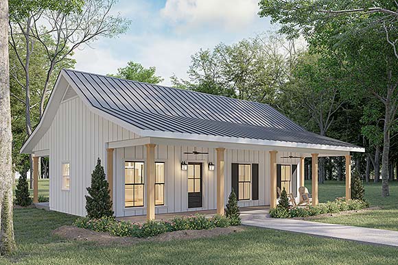 Cabin, Cottage, Country House Plan 77463 with 2 Beds, 1 Baths Elevation