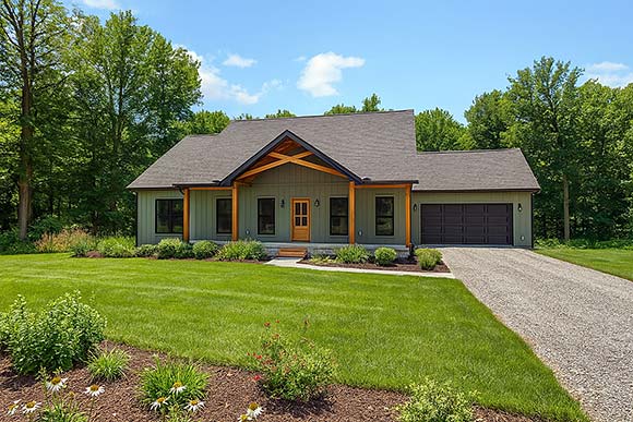 Country, Craftsman, Farmhouse House Plan 77464 with 3 Beds, 2 Baths, 2 Car Garage Elevation