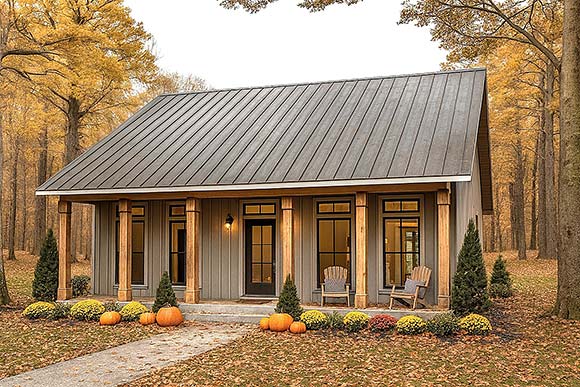Cottage, Country House Plan 77466 with 3 Beds, 1 Baths Elevation