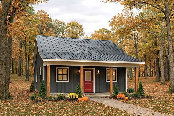 Cottage, Country House Plan 77467 with 1 Beds, 1 Baths Elevation