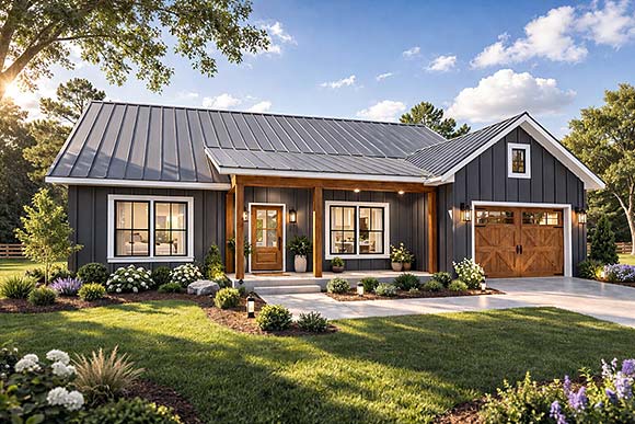 Country, Ranch, Traditional House Plan 77474 with 3 Beds, 2 Baths, 1 Car Garage Elevation