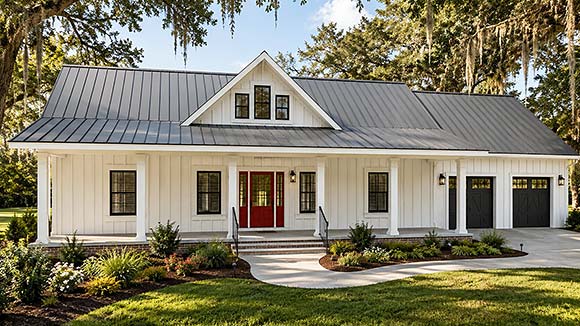 Country, Farmhouse, Ranch House Plan 77479 with 3 Beds, 2 Baths, 2 Car Garage Elevation