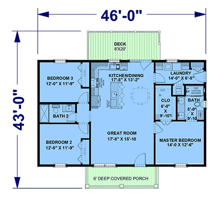 Cabin, Cottage, Country, Craftsman House Plan 77486 with 3 Beds, 2 Baths First Level Plan