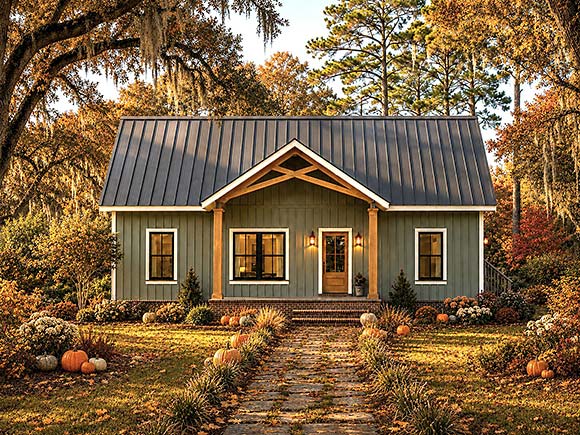 Cabin, Cottage, Country, Craftsman House Plan 77486 with 3 Beds, 2 Baths Elevation