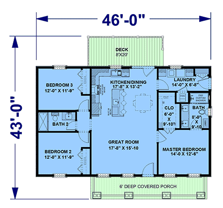 Contemporary, Cottage, Farmhouse, New American House Plan 77487 with 3 Beds, 2 Baths First Level Plan