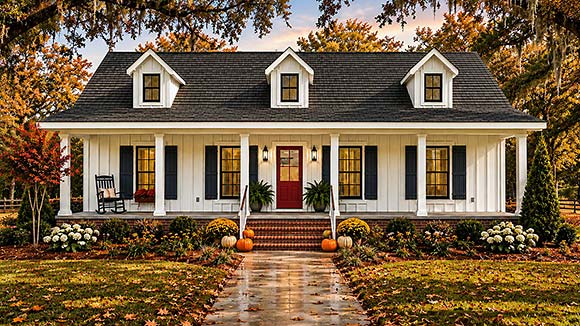 Country, Ranch House Plan 77488 with 3 Beds, 2 Baths Elevation