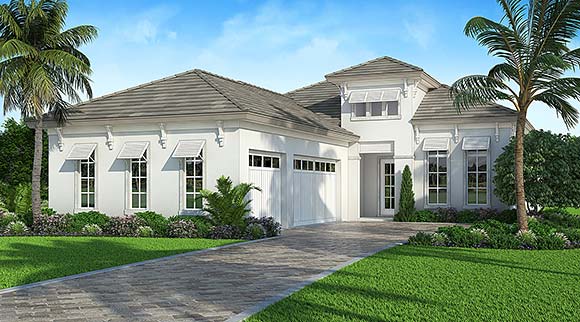 Coastal, Contemporary House Plan 77501 with 4 Beds, 5 Baths, 3 Car Garage Elevation