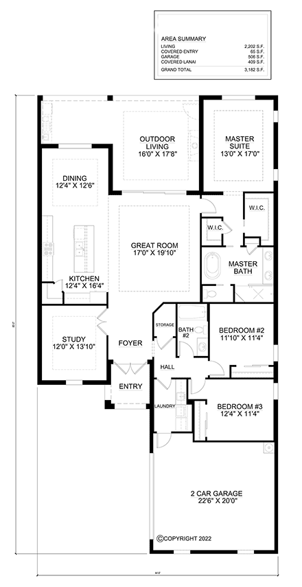 Coastal, Florida House Plan 77517 with 3 Beds, 2 Baths, 2 Car Garage First Level Plan