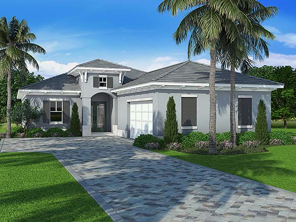 Coastal, Florida House Plan 77517 with 3 Beds, 2 Baths, 2 Car Garage Elevation