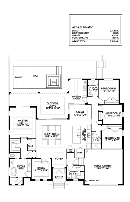 Coastal, Contemporary House Plan 77518 with 4 Beds, 3 Baths, 2 Car Garage First Level Plan