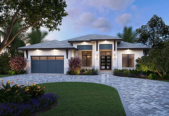 Coastal, Contemporary, Florida House Plan 77540 with 3 Beds, 3 Baths, 2 Car Garage Elevation
