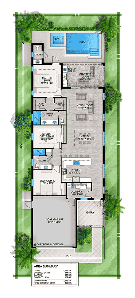 Coastal, Contemporary, Cottage, Farmhouse House Plan 77551 with 3 Beds, 3 Baths, 2 Car Garage First Level Plan