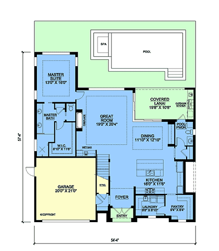Coastal, Contemporary, Florida House Plan 77552 with 4 Beds, 5 Baths, 2 Car Garage First Level Plan