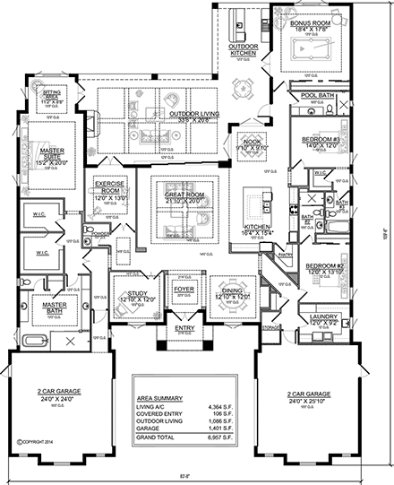 French Country House Plan 77600 with 3 Beds, 5 Baths, 4 Car Garage First Level Plan