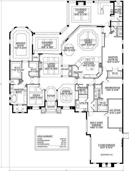 Mediterranean House Plan 77611 with 3 Beds, 5 Baths, 2 Car Garage First Level Plan