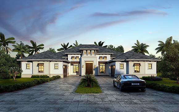 Coastal, Florida House Plan 77617 with 3 Beds, 5 Baths, 4 Car Garage Elevation