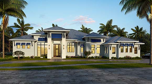 Modern House Plan 77619 with 4 Beds, 5 Baths, 4 Car Garage Elevation