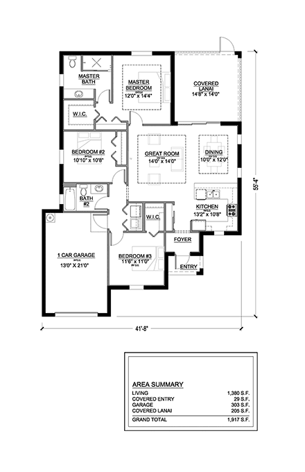 Traditional House Plan 77632 with 3 Beds, 2 Baths, 1 Car Garage First Level Plan