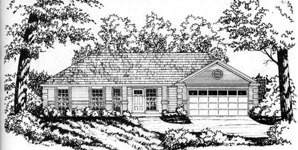 Traditional House Plan 77737 with 4 Beds, 2 Baths, 2 Car Garage Elevation