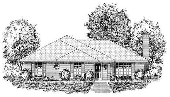 Traditional House Plan 77743 with 3 Beds, 2 Baths, 2 Car Garage Elevation