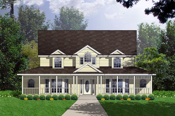 Country, Ranch, Southern House Plan 77751 with 5 Beds, 4 Baths Elevation