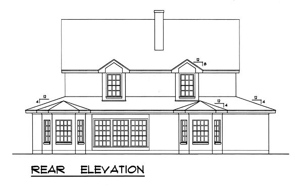 Country, Ranch, Southern House Plan 77751 with 5 Beds, 4 Baths Rear Elevation